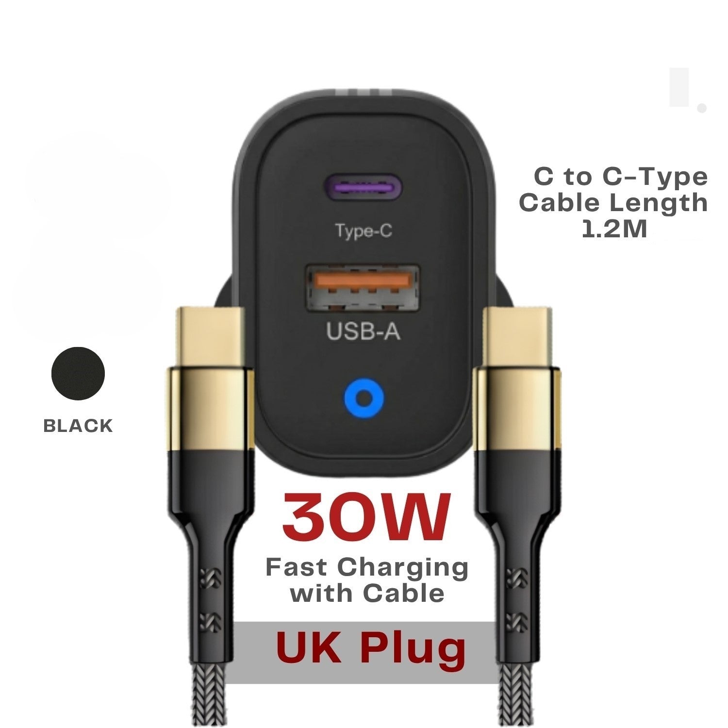 Fast Charging 22.5W USB-C PD QC Plug Charger & Cable For iPhone 15 16 Samsung