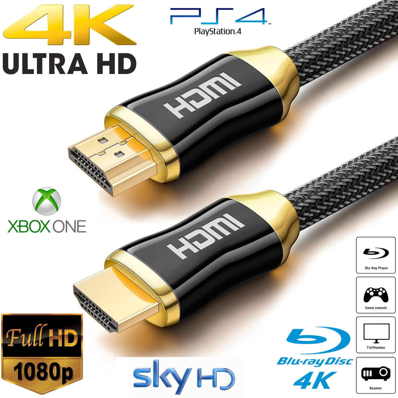 HDMI 2.0 4K Premium Braided Gold-Plated Cable