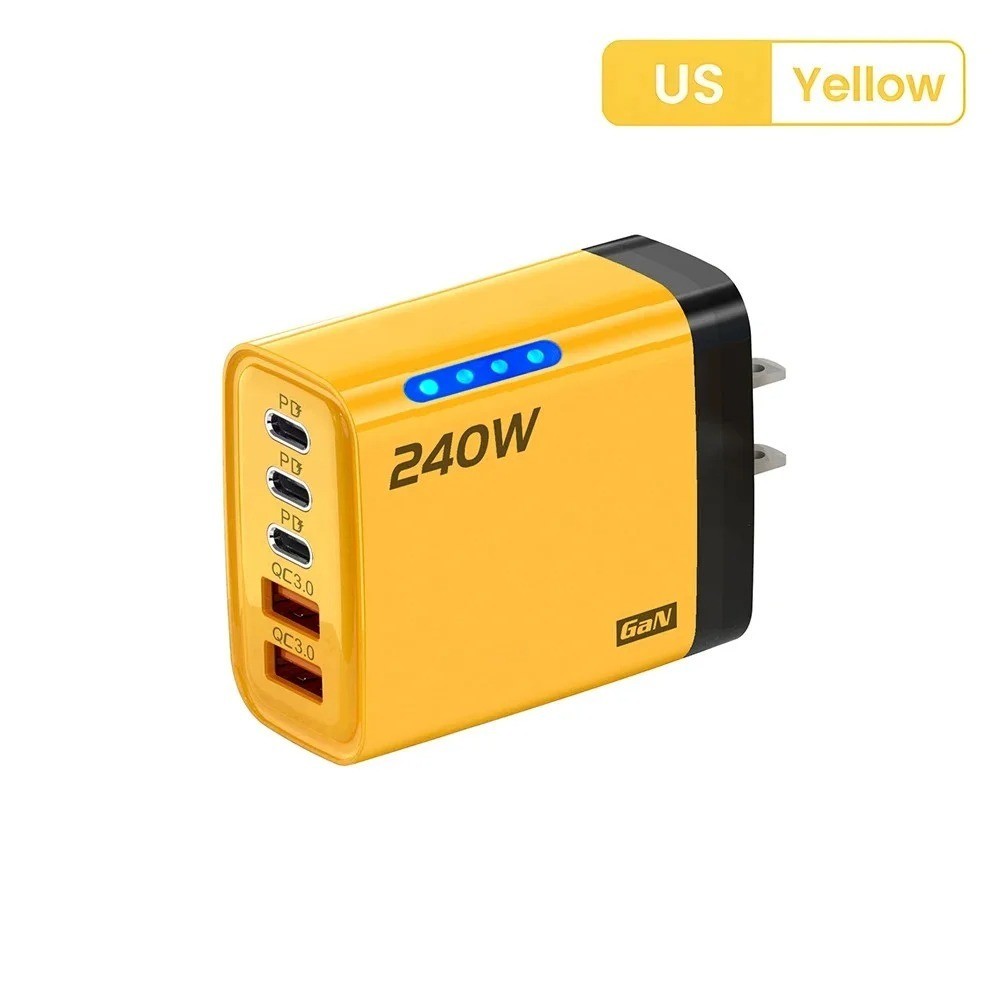 240W Quick Charger UK Plug Fast Wall Charger Power Adapter 5 Port USB PD Type C