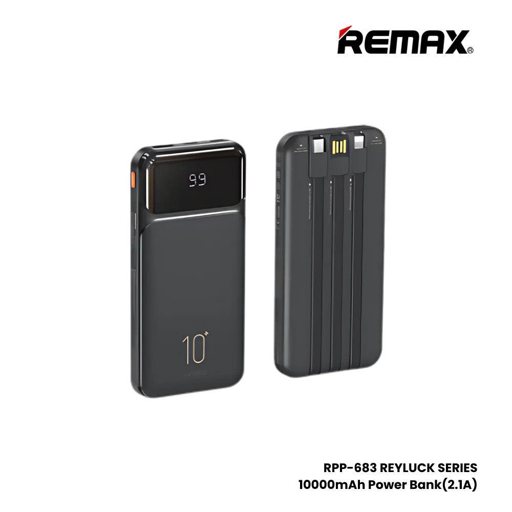 10000mAh Power Bank with Built-in Cables Fast Charging for iPhone ＆ Android