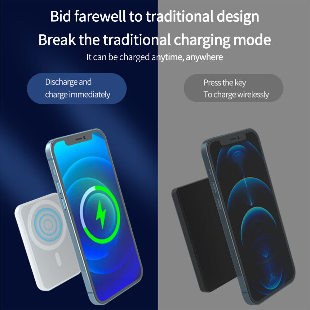 900000mAh Power Bank Magnetic Battery USB Pack Wireless Fast Charger for iPhone