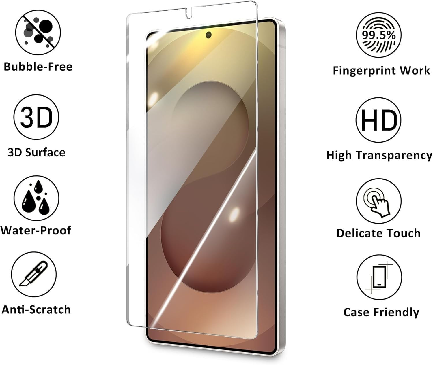 For Samsung S25 Ultra S24 S23 S22 S21 S20 Plus Tempered Glass Screen Protector
