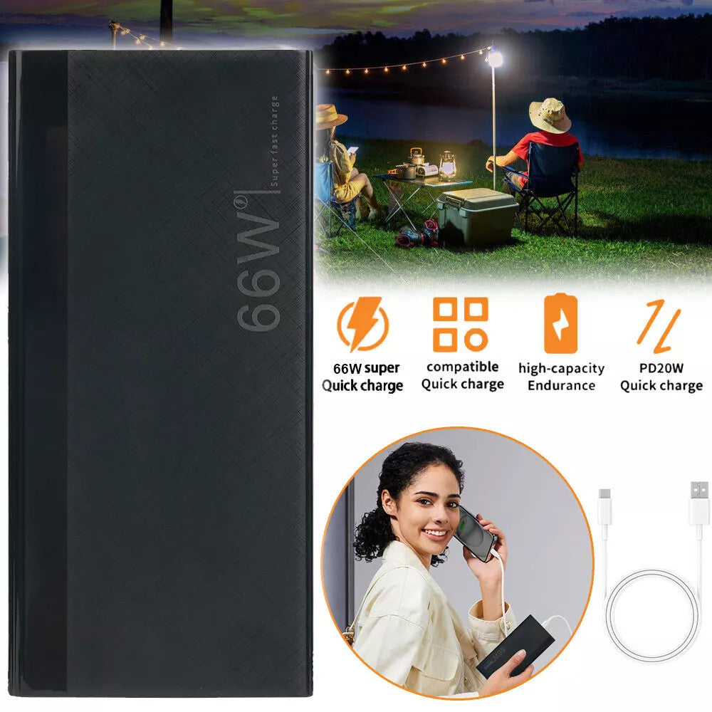 900000mah Power Bank 66W USB-C Pack Backup Battery Fast Charger For Mobile Phone