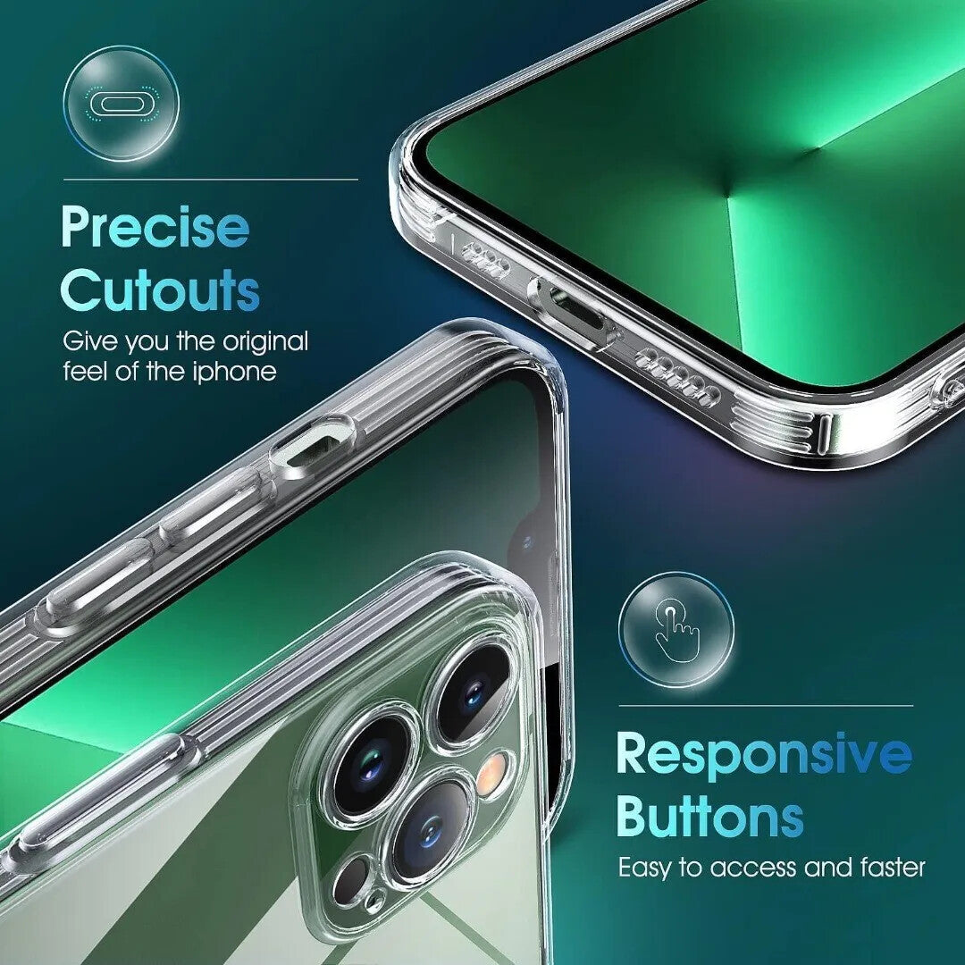Case For iPhone 15 14 Pro Max Plus 13 12 11 7 8 XR Clear Shockproof Phone Cover