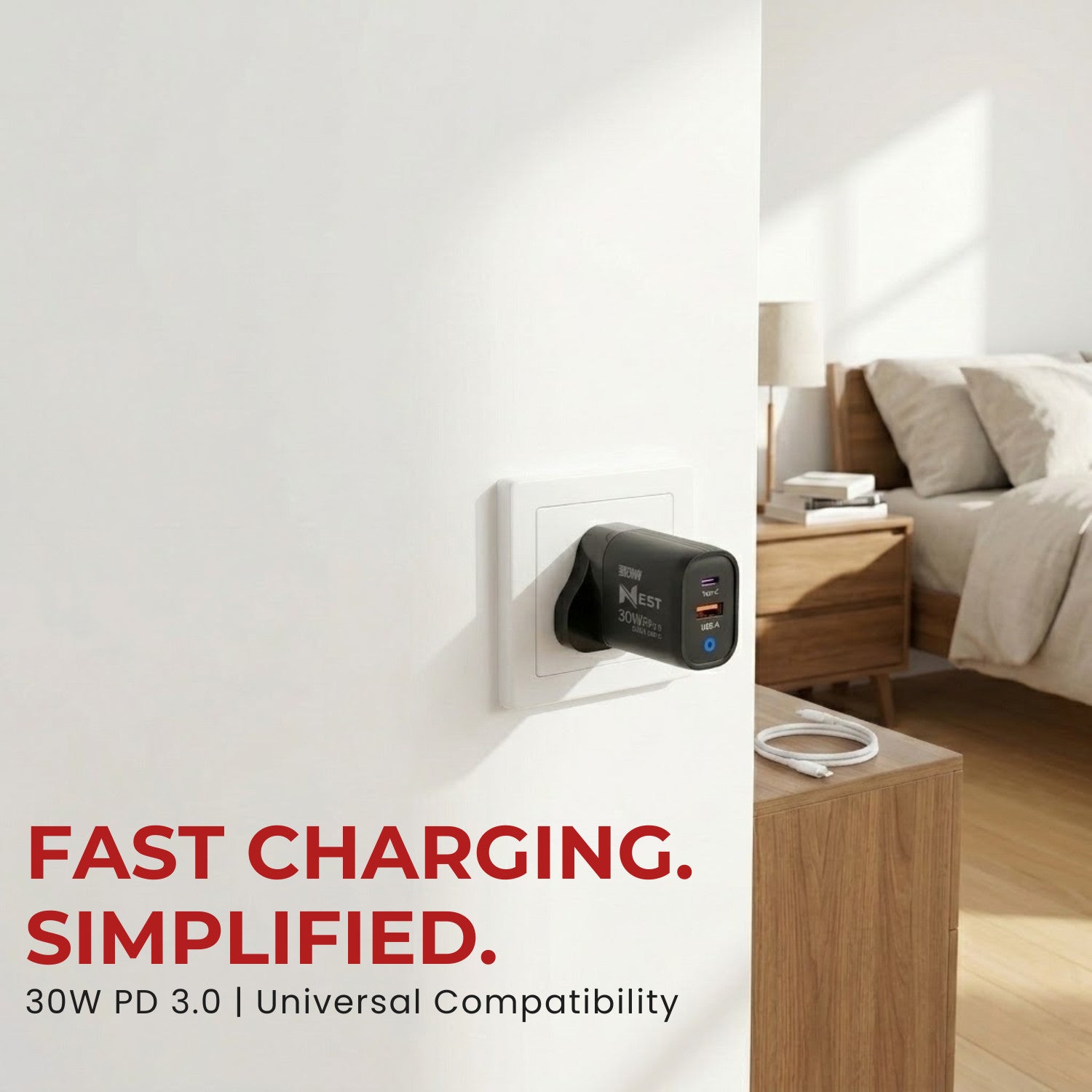 Fast Charging 22.5W USB-C PD QC Plug Charger & Cable For iPhone 15 16 Samsung