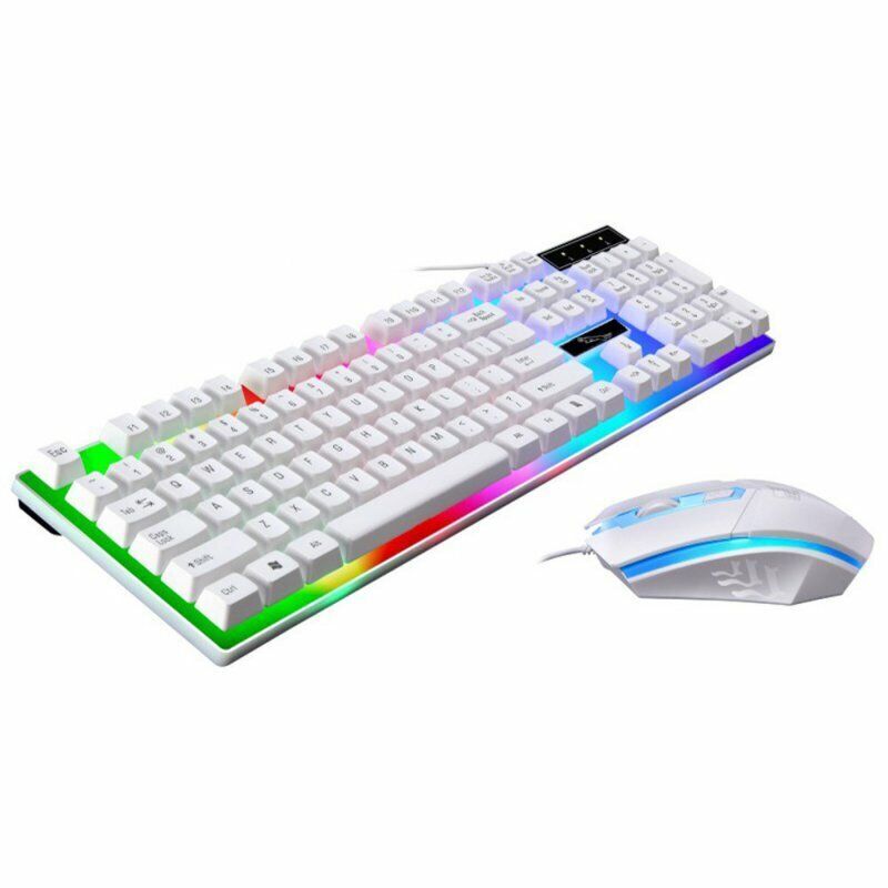 Gaming Keyboard Mouse Set USB Rainbow RGB LED Wired For PC Laptop PS5 Xbox One