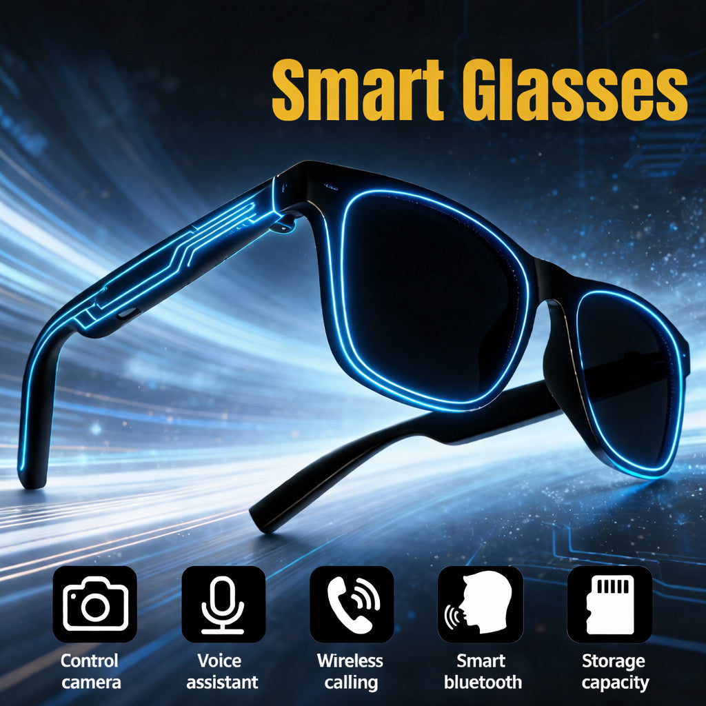 AI Glasses Smart Voice Video Photo Recording Bluetooth Black Translate