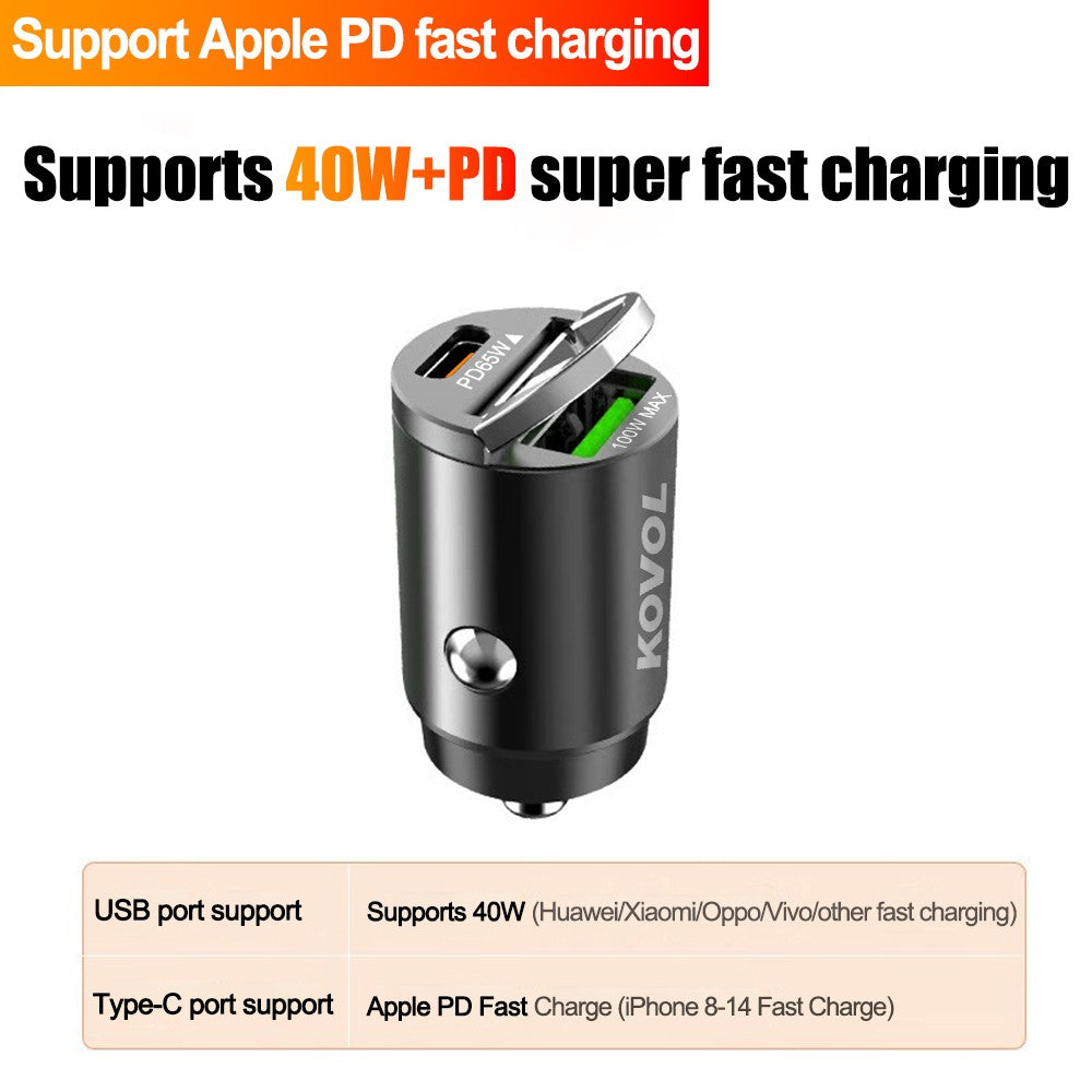 100W USB Car Phone Charger Type C QC3.0 Car Interior Fast Charging Accessories