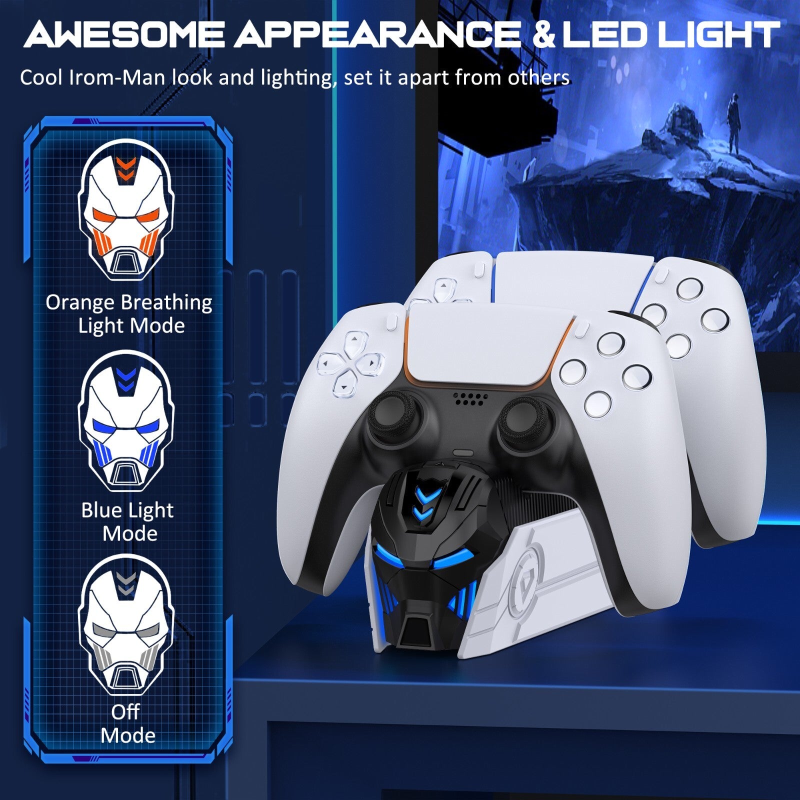 PS5 Controller Stand Fast Charger Dock LED Controller