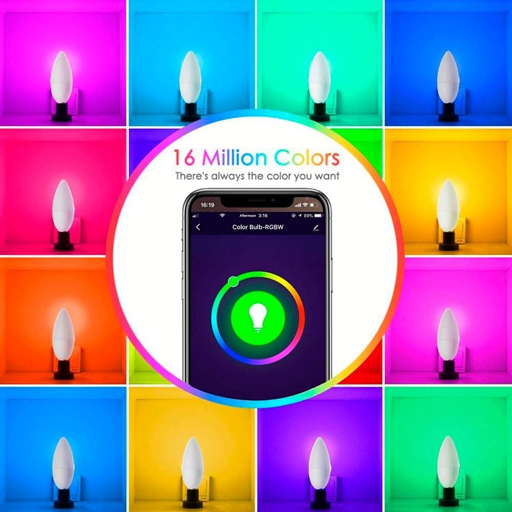 Smart E14 Candle Light Bulbs 3 Pack, WiFi Colour Changing, Alexa Compatible Woox