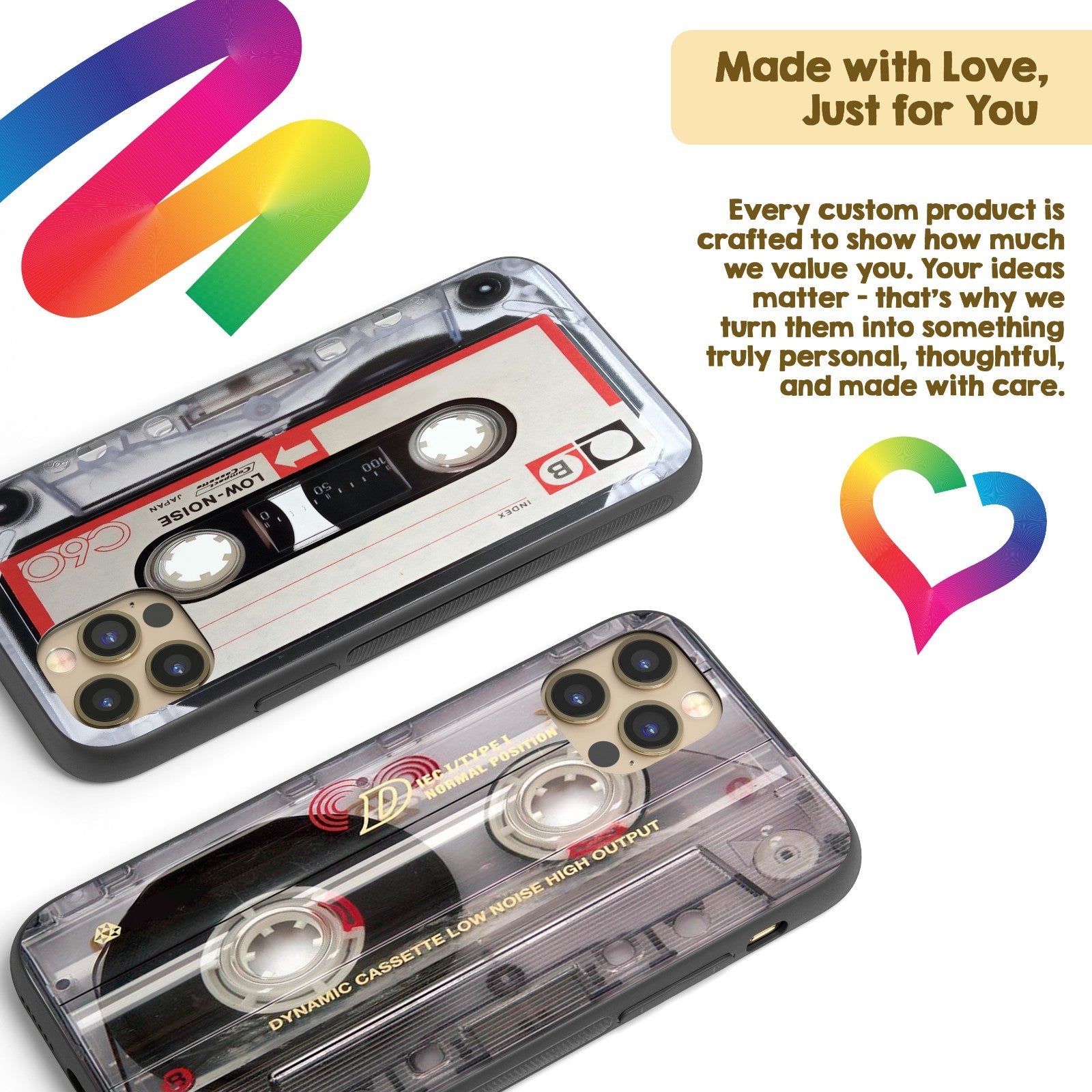 Cassette iPhone Case Retro Tape Music Design Vintage Phone Cover