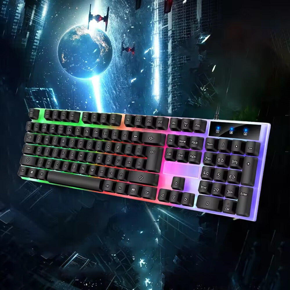 Gaming Keyboard Mouse Set USB Rainbow RGB LED Wired For PC Laptop PS5 X-box One