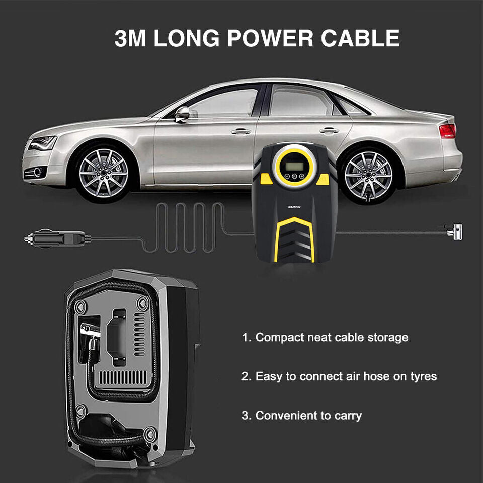 UK Car Tyre Inflator Pump Digital Portable Tyre Air Compressor Pump 12V Electric