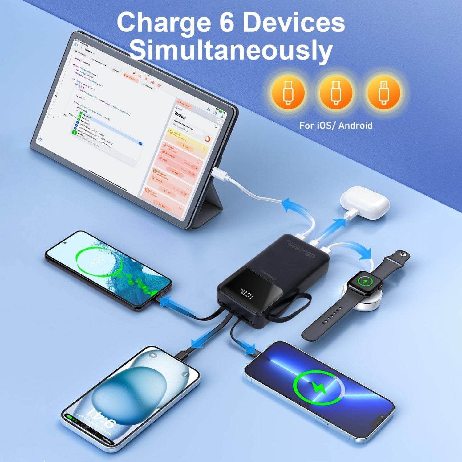 Power Bank 20000mah 66W Portable Fast Charger External Battery for Mobile Phone