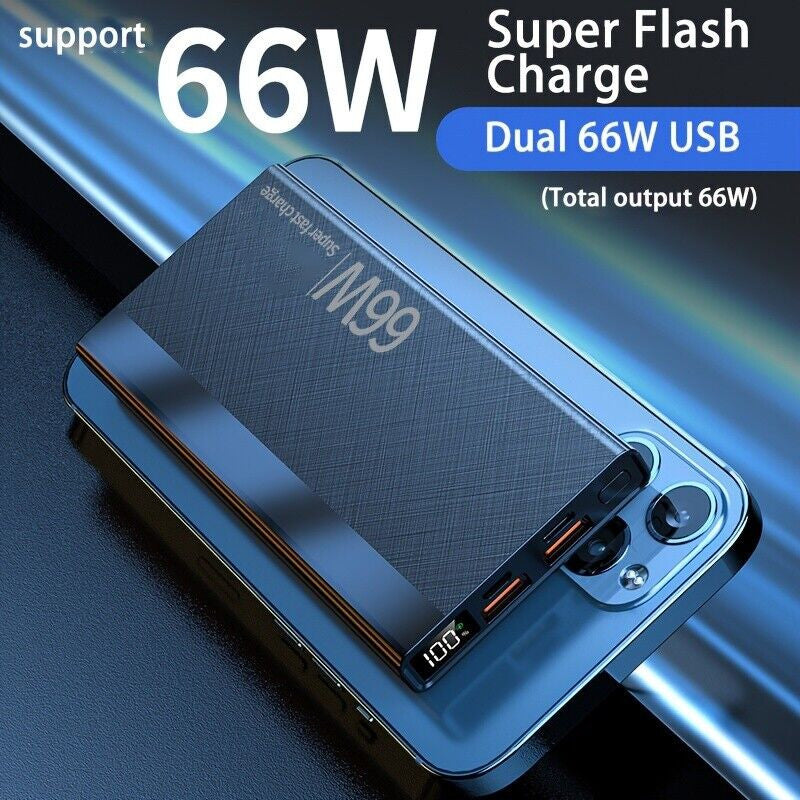 900000mah Power Bank 66W USB-C Pack Backup Battery Fast Charger For Mobile Phone