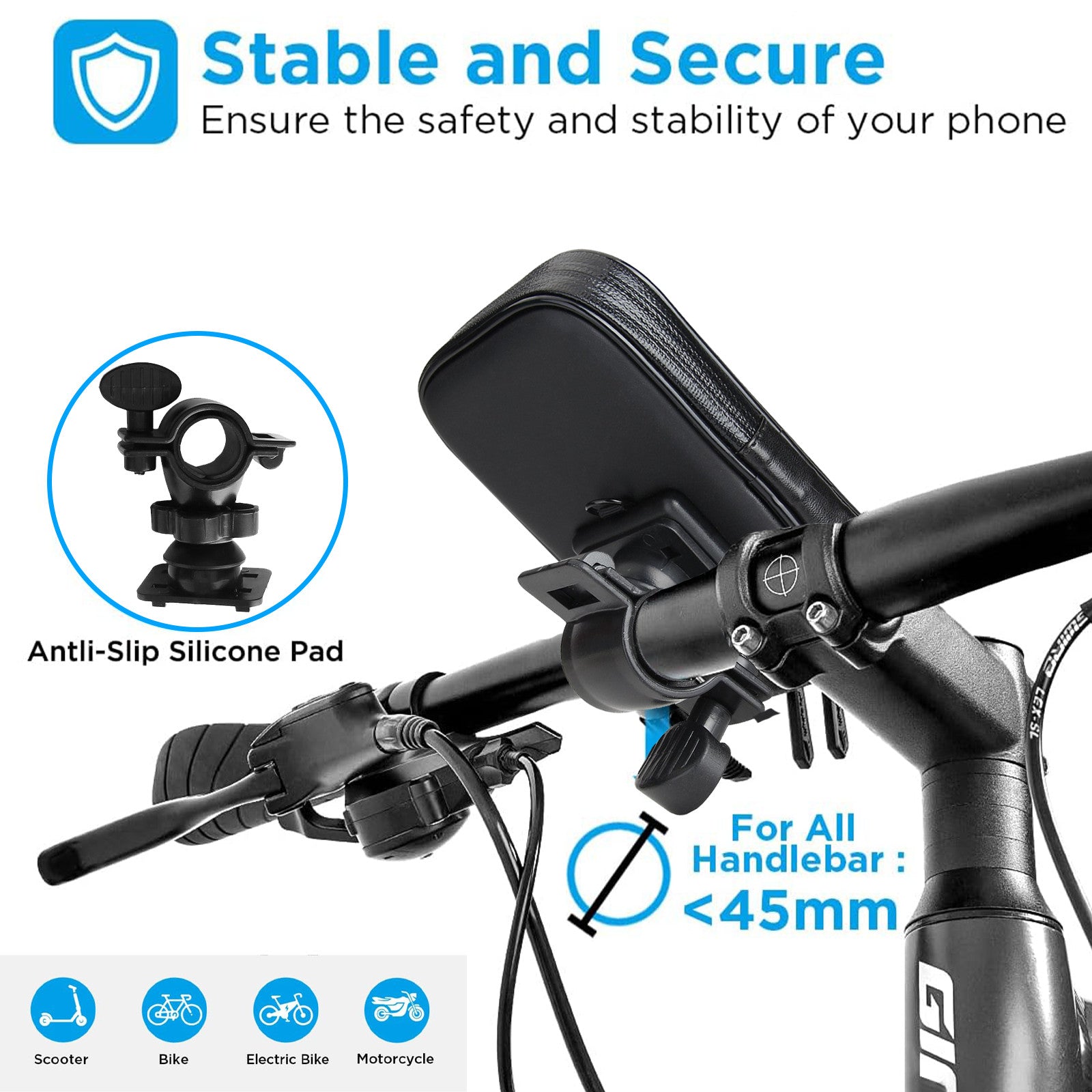 360° Bicycle Motor Bike Waterproof Phone Stand Case Mount Holder For All Mobile