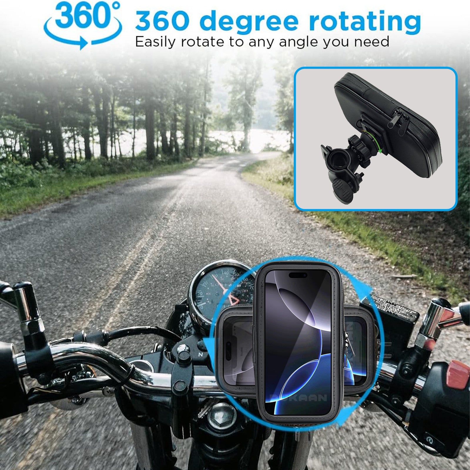 360° Bicycle Motor Bike Waterproof Phone Stand Case Mount Holder For All Mobile