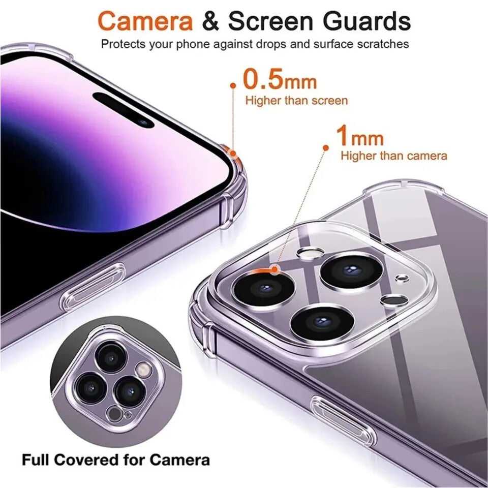 Case For iPhone 15 14 Pro Max Plus 13 12 11 7 8 XR Clear Shockproof Phone Cover