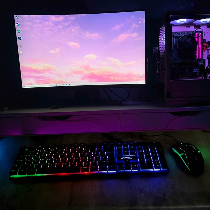 UK Gaming Keyboard And Mouse Set RGB LED USB For PC Laptop Xbox One PS4 PS5