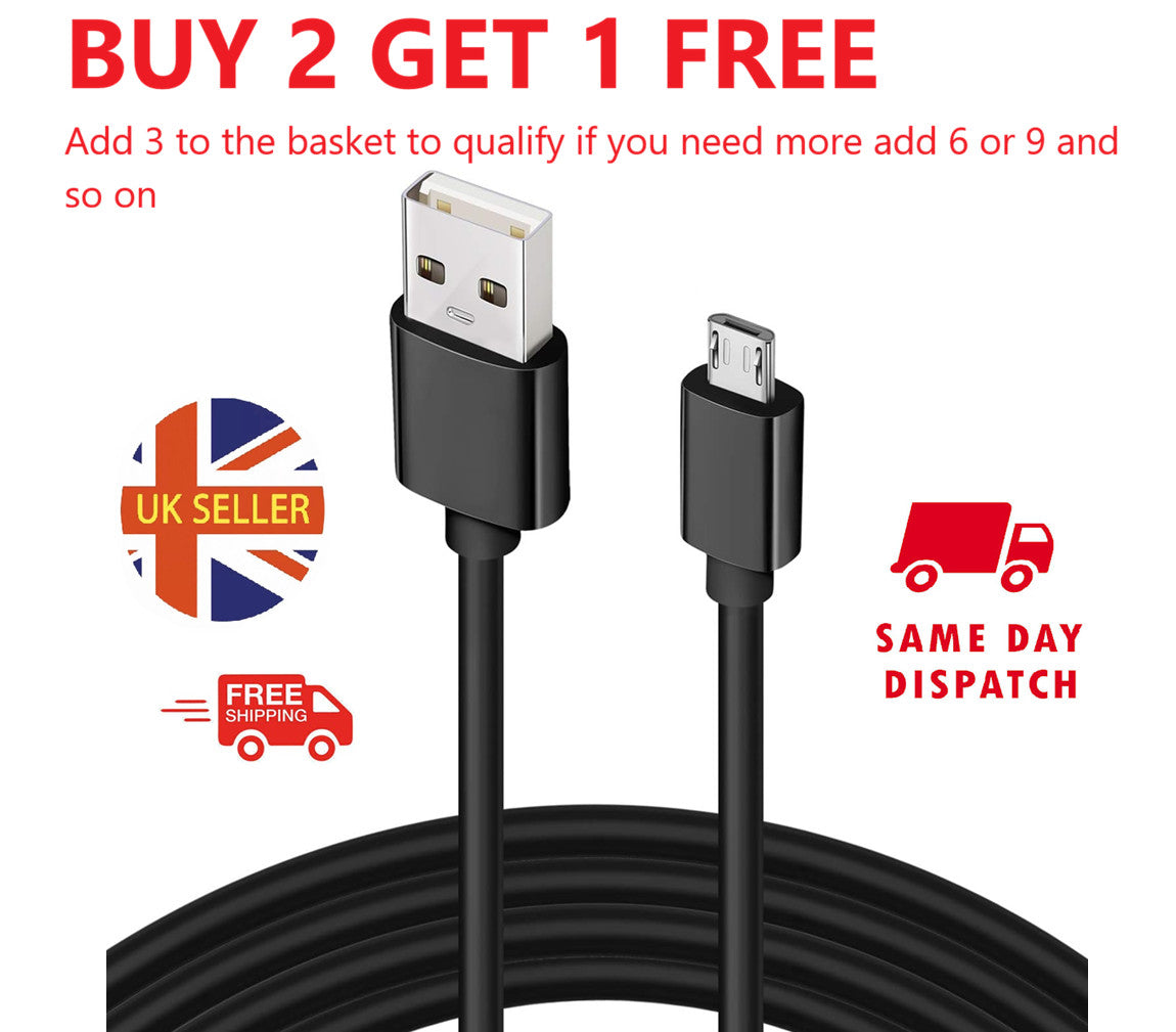 Micro USB Cable 25CM 1M 2M 3M High Speed Data Sync Fast Charger Charging Lead UK
