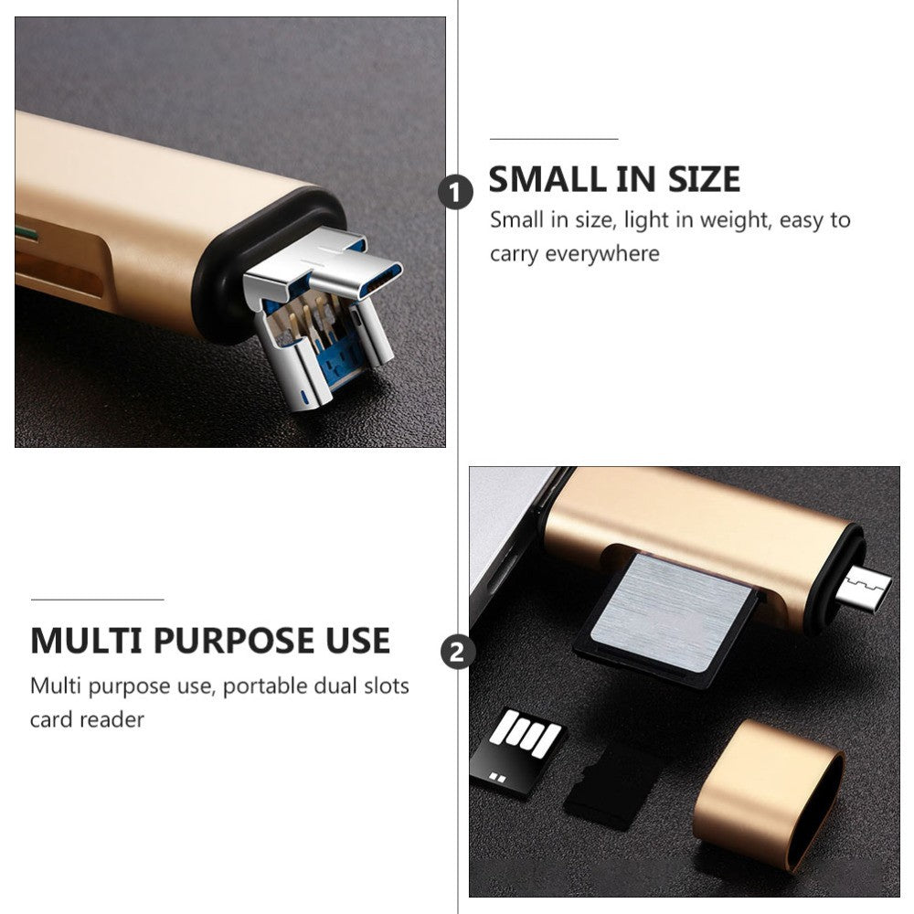 USB Type Dual Slots Adapter for Computer Laptop Phone Reader