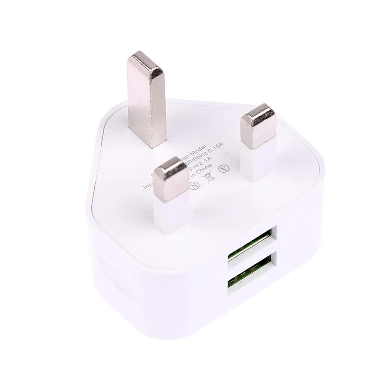 Universal UK Plug 3 Pin Wall Charger Adapter With 1/2 USB Ports Charging