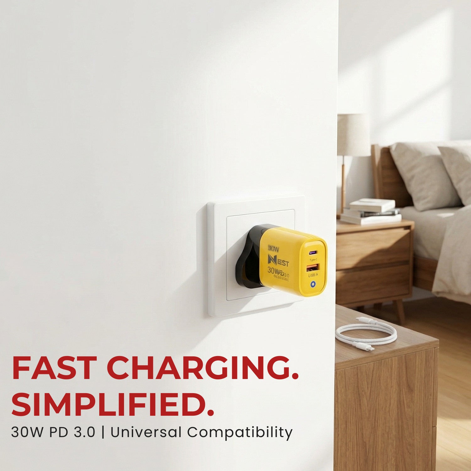 Fast Charging 22.5W USB-C PD QC Plug Charger & Cable For iPhone 15 16 Samsung