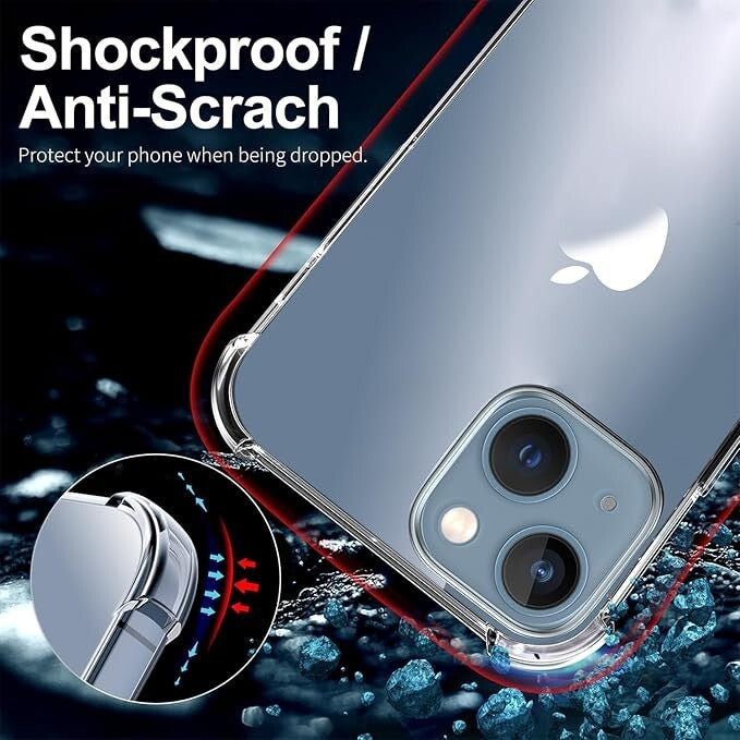 Case For iPhone 16 15 14 Pro Max Plus 13 11 12 7 8 Clear Cover Shockproof