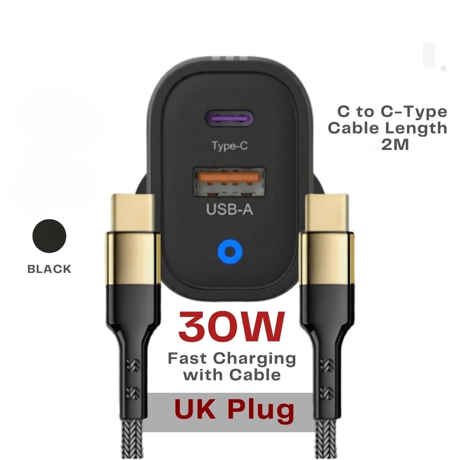 Fast Charging 22.5W USB-C PD QC Plug Charger & Cable For iPhone 15 16 Samsung