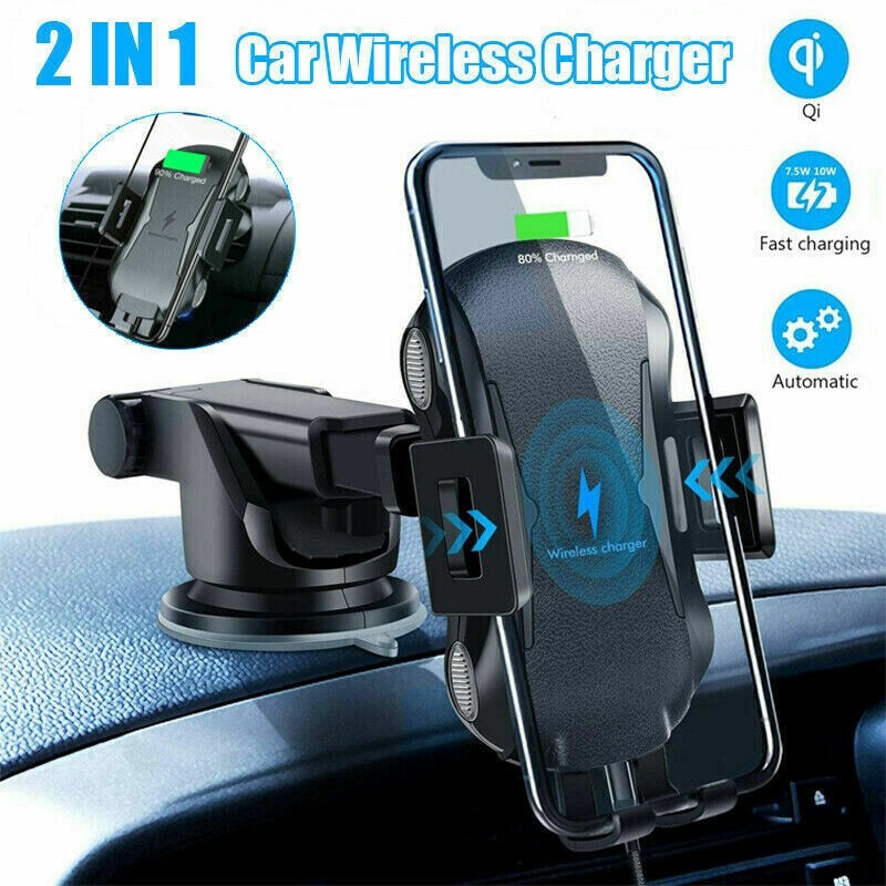 Wireless Car Charger 15W Fast Charging Phone Holder Automatic Clamping Mount UK