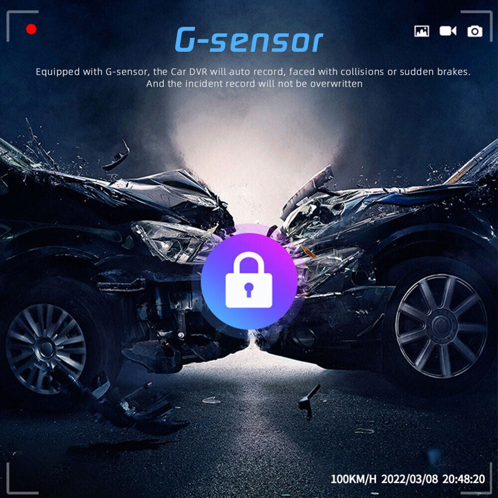 Dual Lens 1080P Car Dash Cam Recorder G Sensor DVR Front and Rear Camera Video