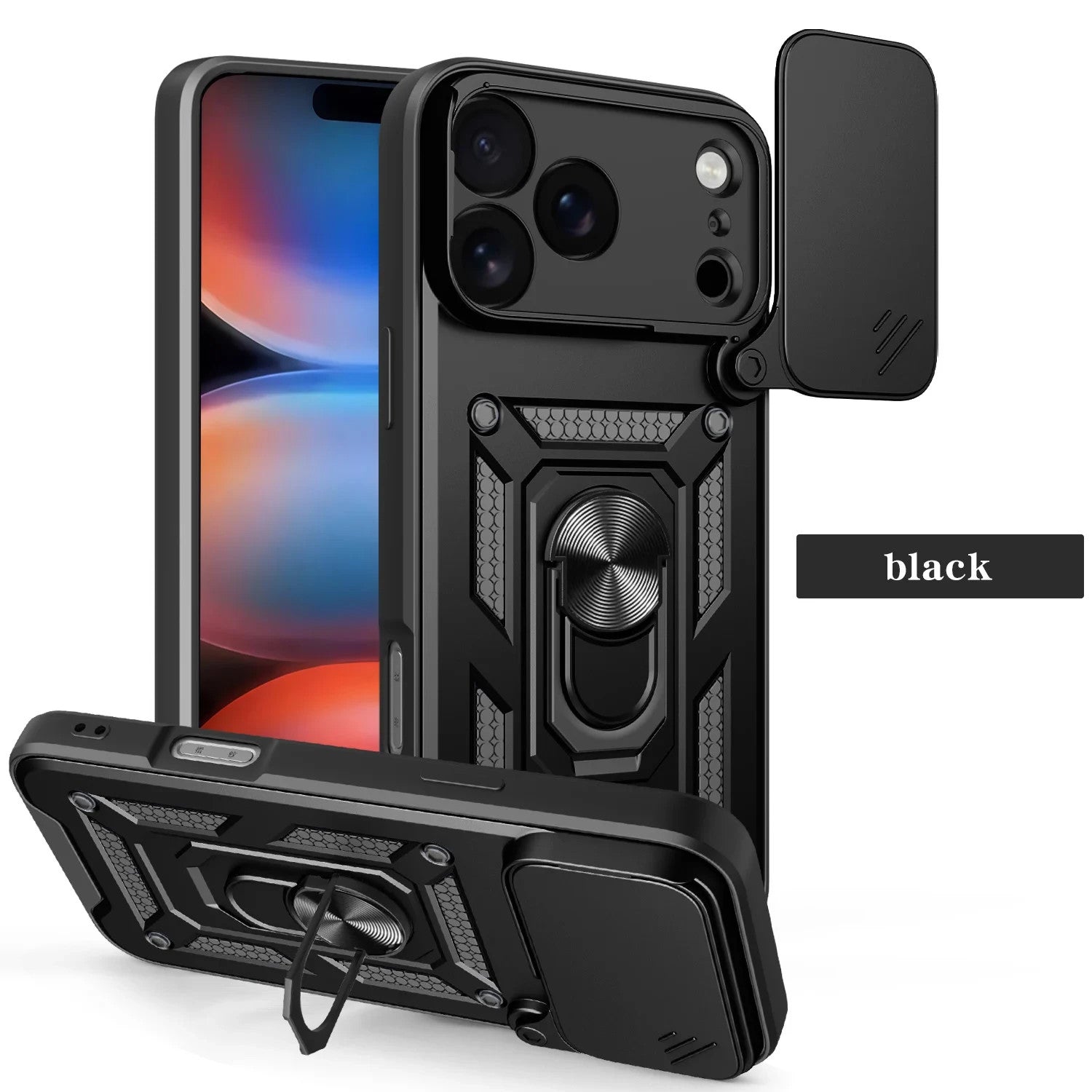 Shockproof Ring Stand Armor Case For iPhone