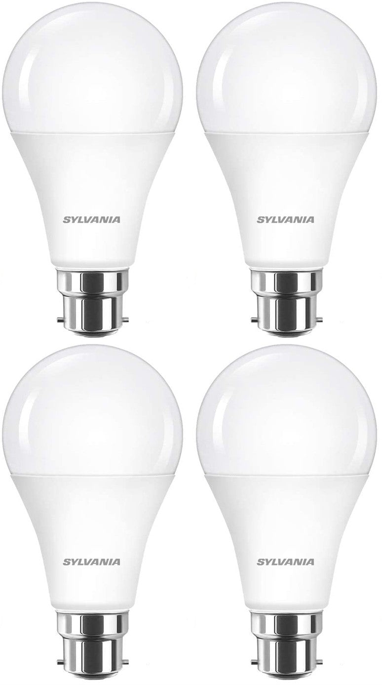 B22 Frosted LED Bulbs 8W 806 Lumens Warm White 2700K - Sylvania 4 Pack