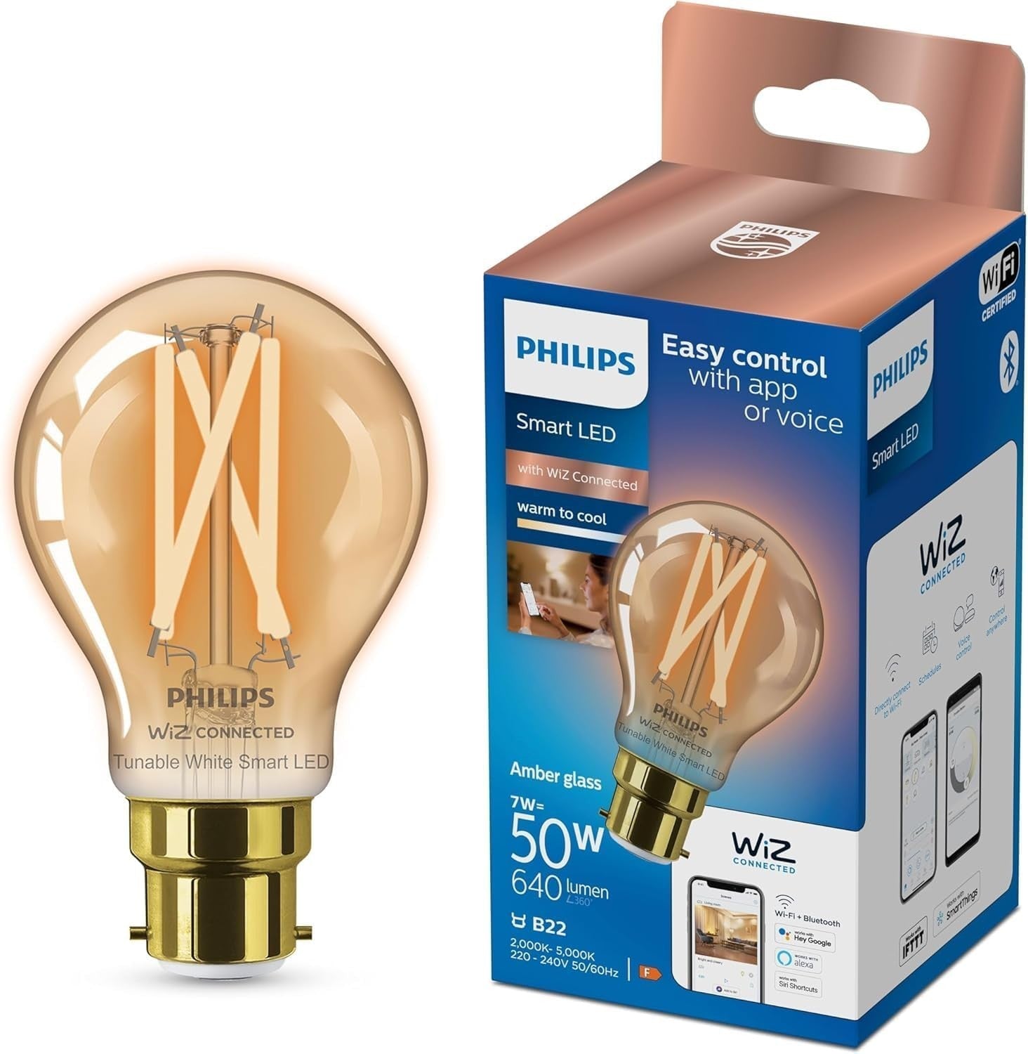 Philips Smart Wiz Connected LED Light Bulb B22 Dimmable 9640 Lumens Tuneable