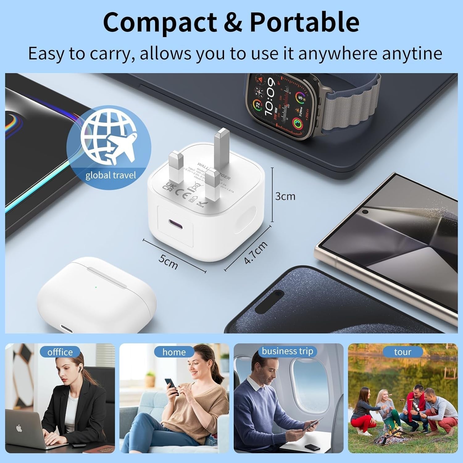 USB C Plug Fast Charger Charge 20W For iPhone 16 15 Pro Max Type Adapter Cable