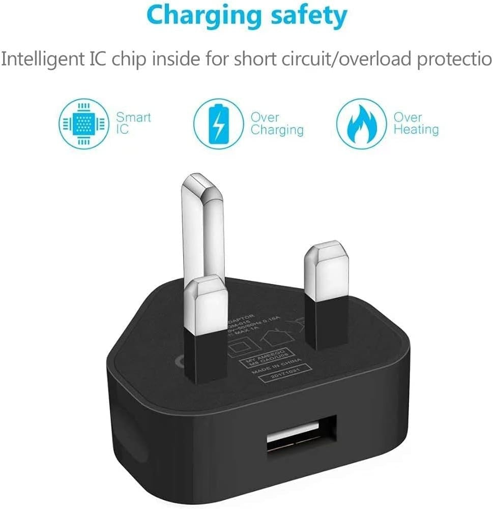 UK 3 Pin Dual USB Plug Adapter Mains Wall Charger 1/2/3-Port For Phones Tablet