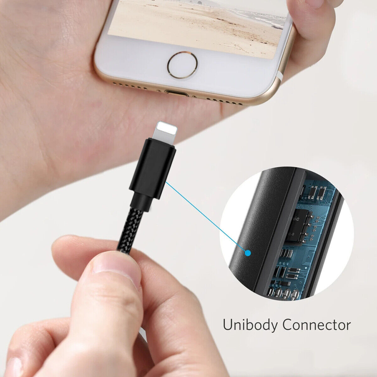 For iPhone Charger Cable Heavy Duty Braided USB Charging Lead Data Sync 1M 2M 3M