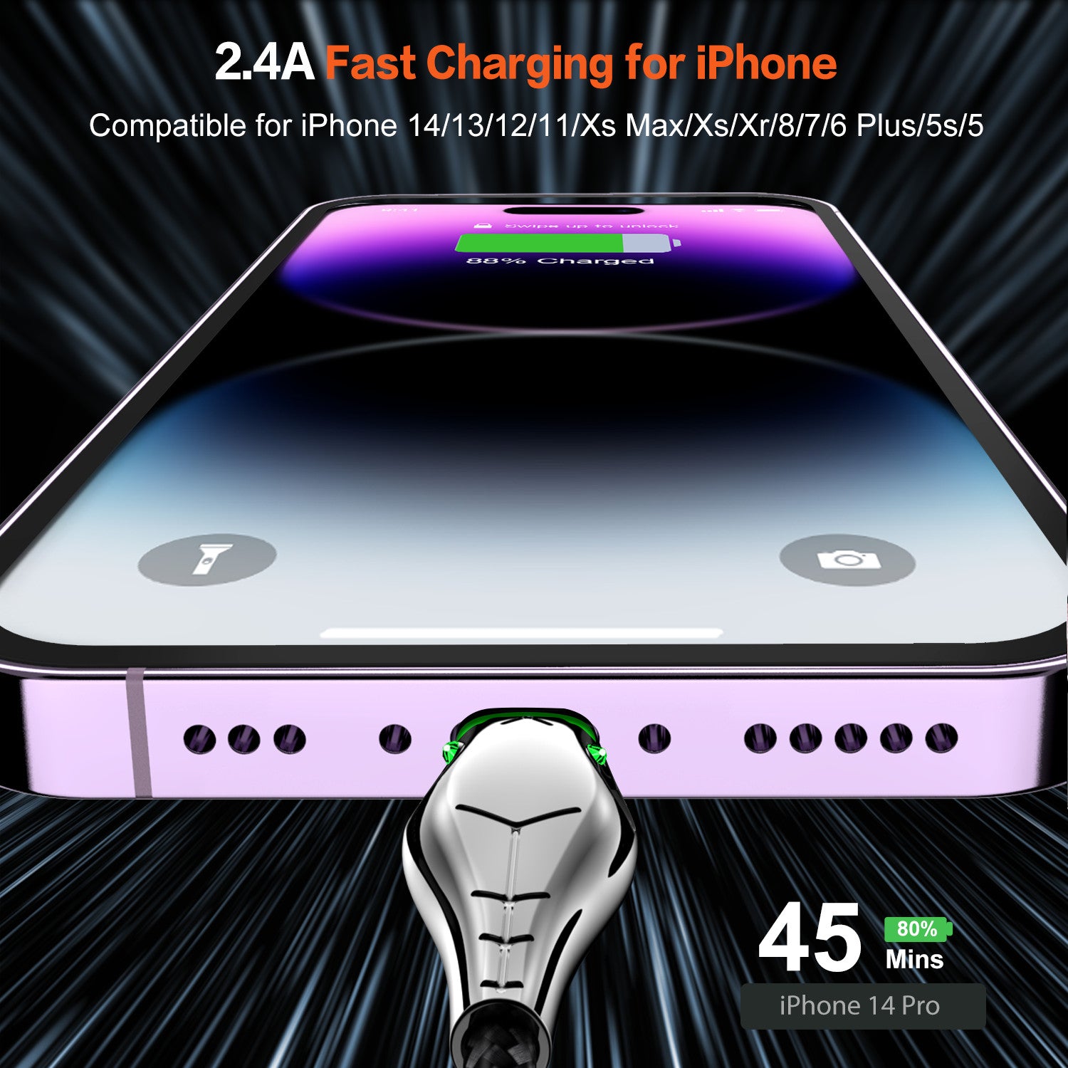 Heavy Duty Braided Long USB Fast Charger Cable Lead For iPhone 14 13 12 11 X 7 8