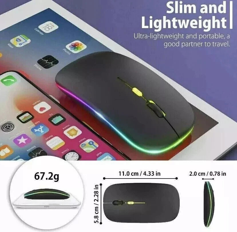 LED Wireless Mouse Rechargeable Optical Silent Mice