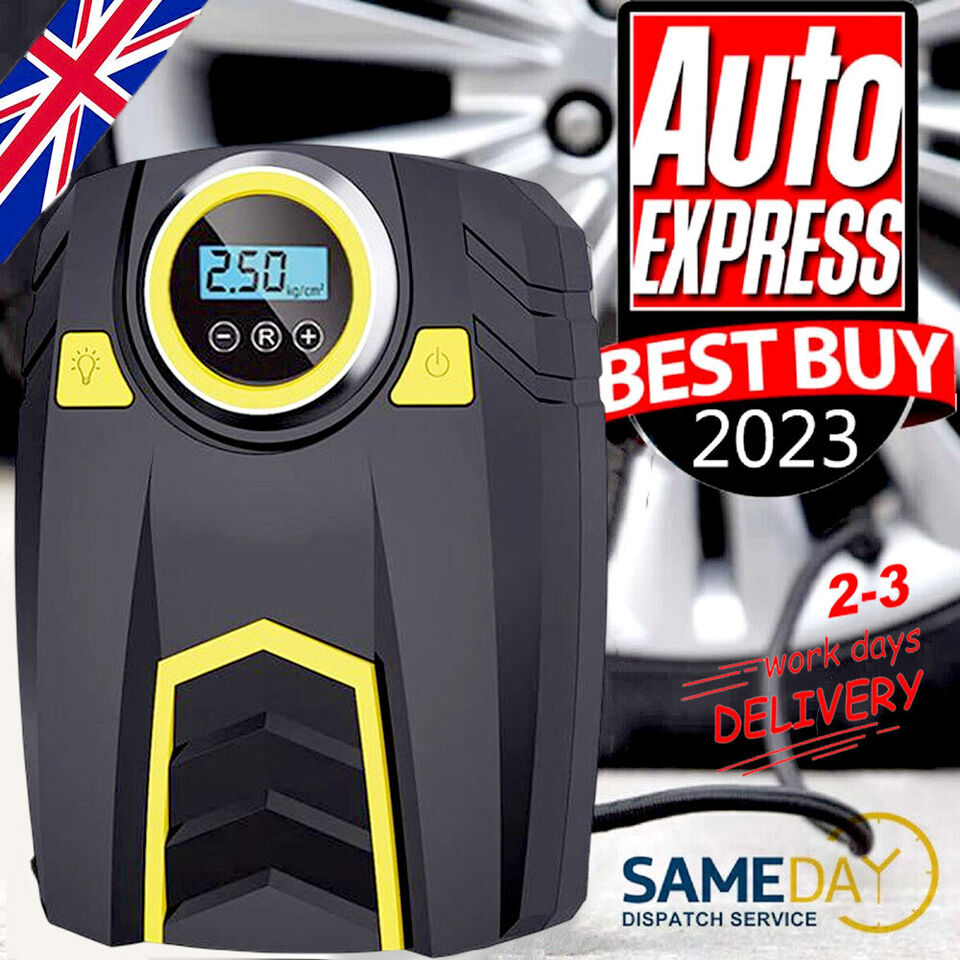 UK Car Tyre Inflator Pump Digital Portable Tyre Air Compressor Pump 12V Electric