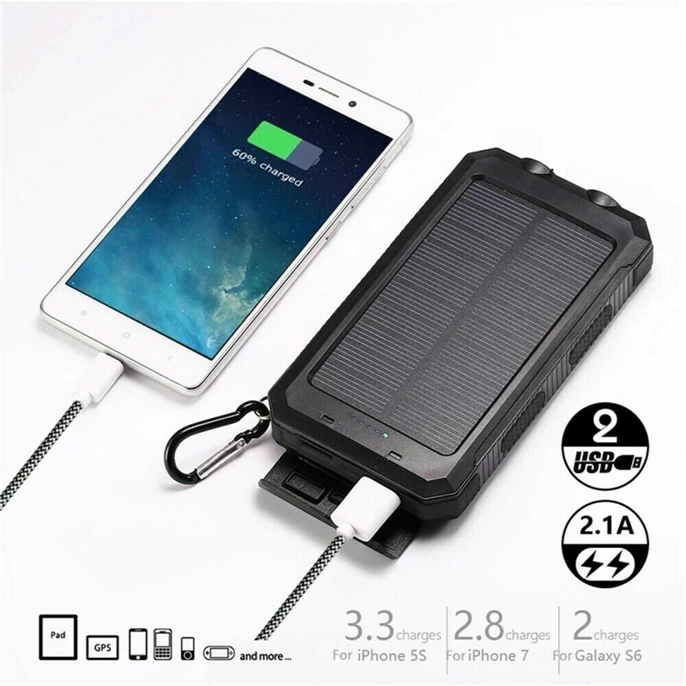 Portable 9000000mah Solar Power Bank Pack USB LED Pack Battery Charger For Phone