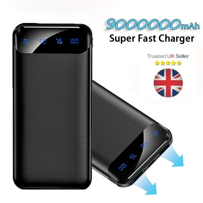 9000000mAh Power Bank Pack 2 USB External Battery Fast Charger for Mobile Phone