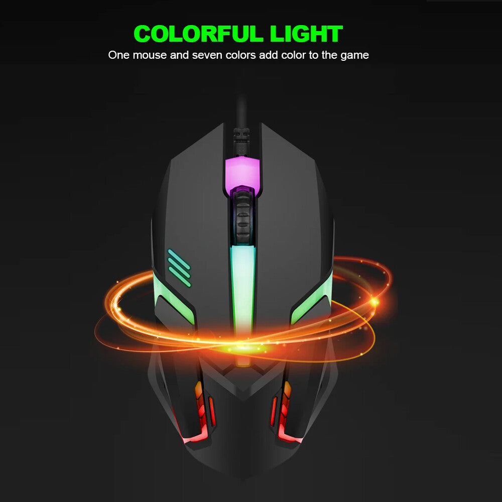 Gaming Keyboard Mouse Set USB Rainbow RGB LED Wired For PC Laptop PS5 X-box One