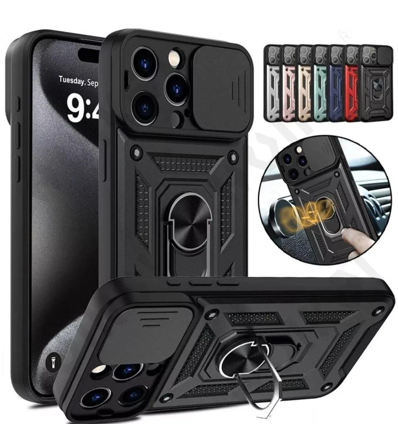 Shockproof Ring Stand Armor Case For iPhone