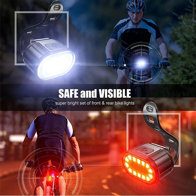 2x Bike Lights USB Rechargeable Bicycle LED Front & Rear