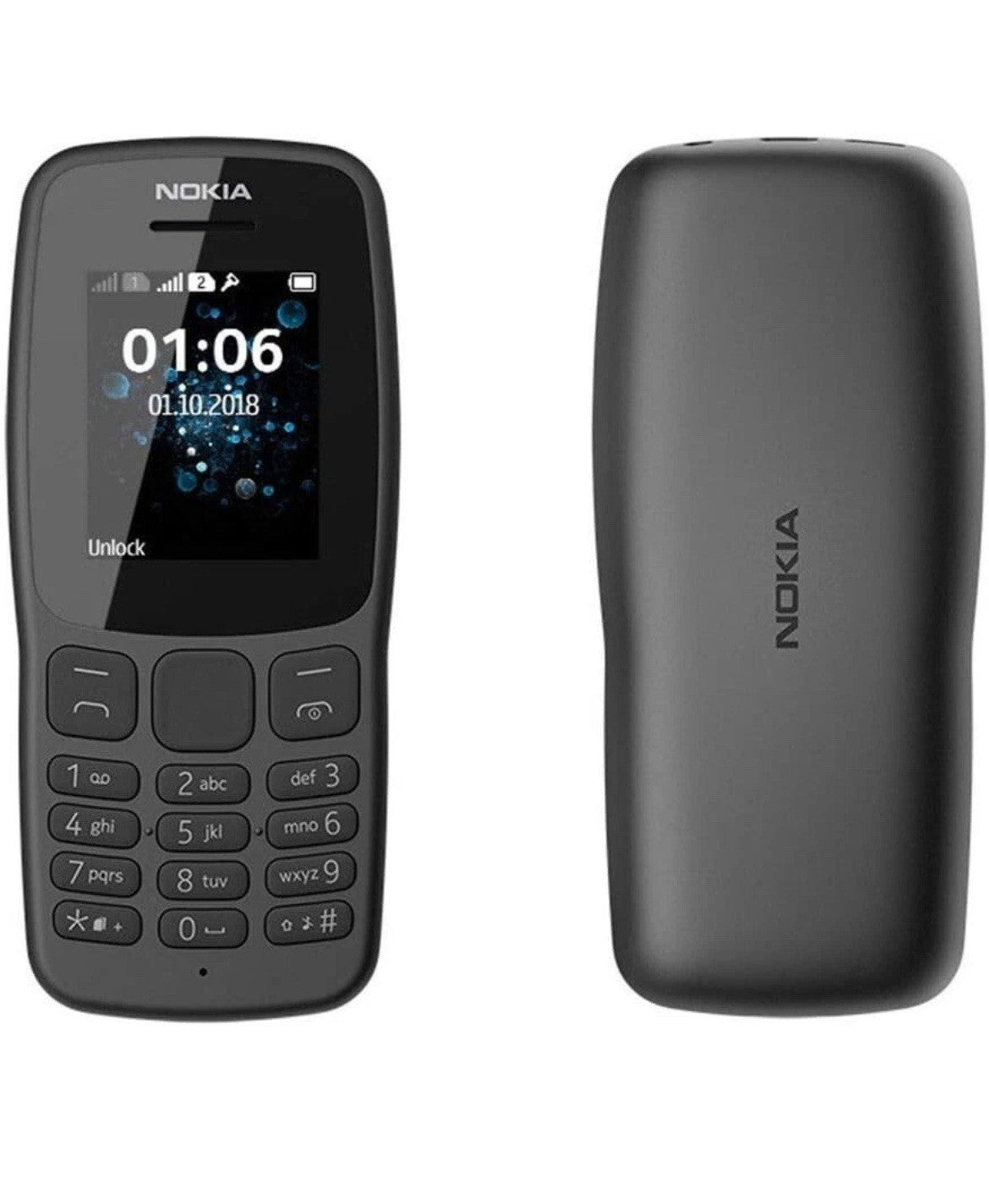 Brand New Nokia 106 Unlocked Dual SIM - 2018 Big Buttons - Black (UK STOCK)