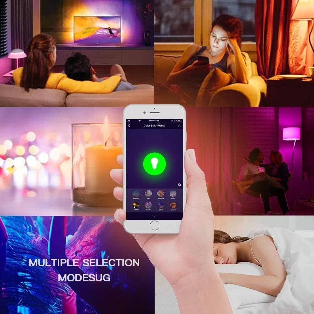 B22 WiFi Colour Changing Smart Light Bulbs RGB Amazon Alexa Tuya Google - 2 Pack