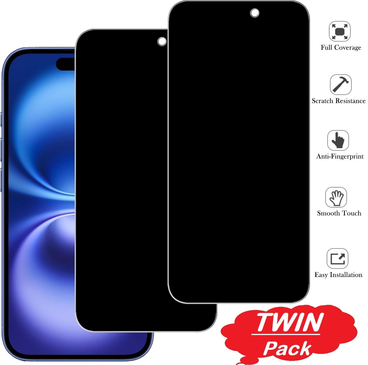 2Pc Privacy Screen Protector Tempered Glass For iPhone 17 Pro Max 16 15 14 13 12
