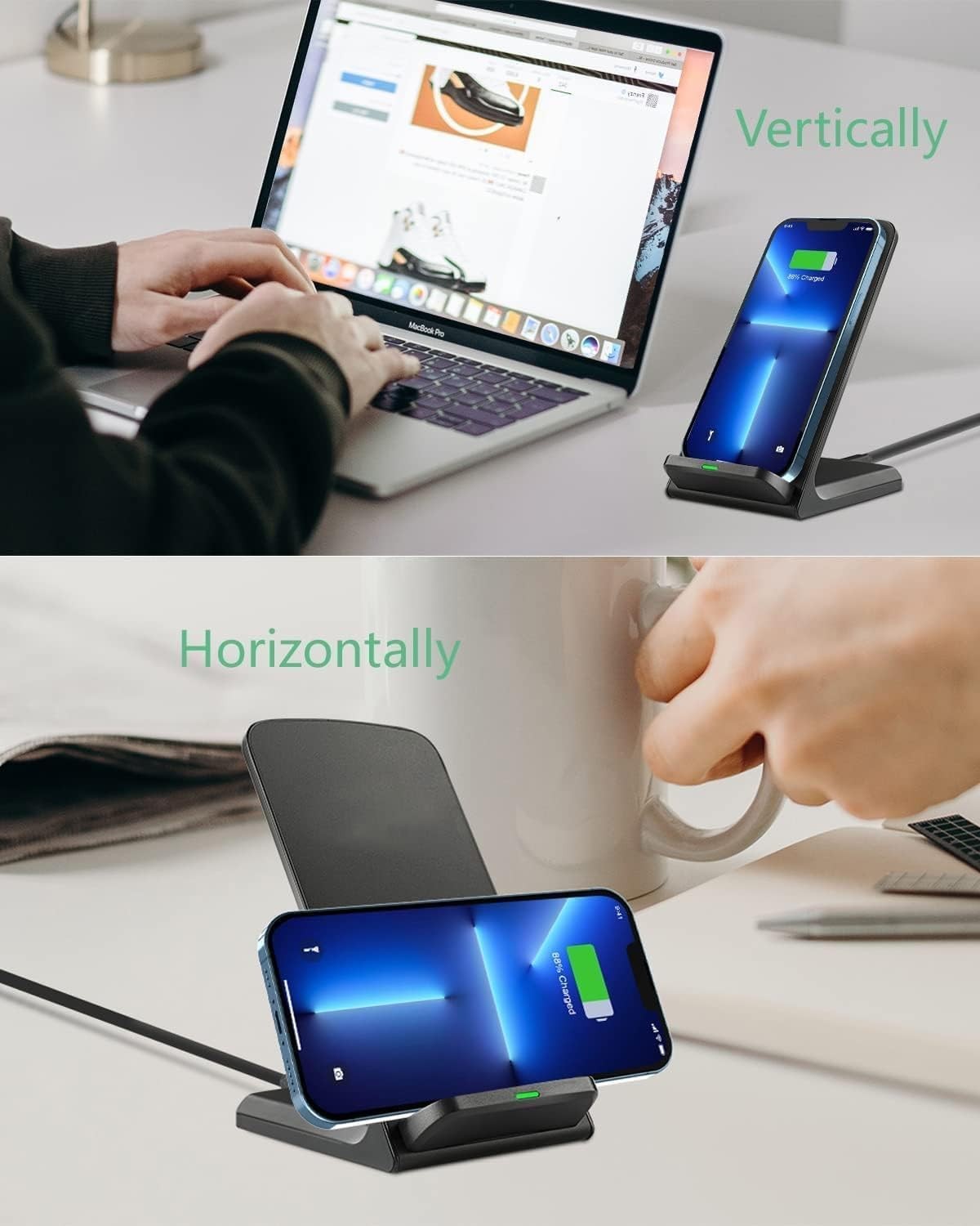 Fast Wireless Charging Stand Dock for iPhone & Samsung