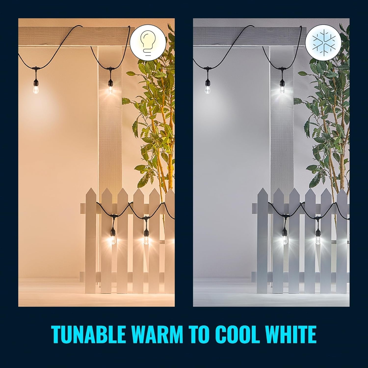 WiZ Smart Colour Outdoor Festoon String Lights 48ft UK Plug App Voice Controlled